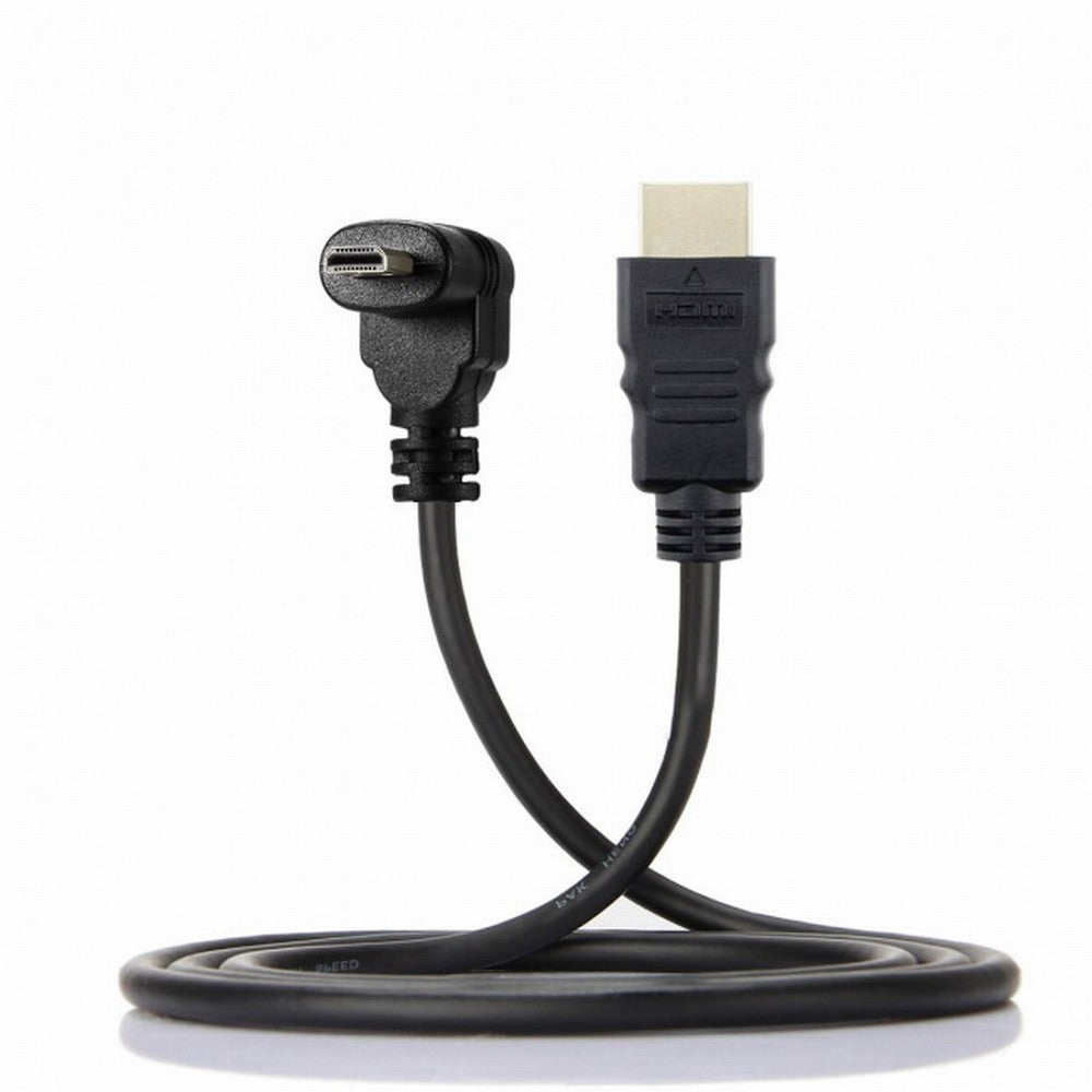 CY Up Angled 90 Degree Micro HDMI to HDMI Male HDTV Cable for Cell Phone Tablet Camera HD-066-UP