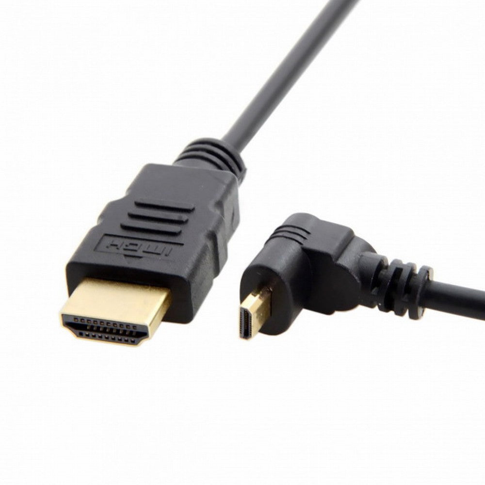 CY Down Angled 90 Degree Micro HDMI to HDMI Male HDTV Cable for Cell Phone Tablet Camera HD-066-DN