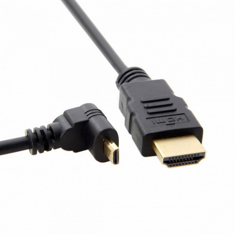 CY Down Angled 90 Degree Micro HDMI to HDMI Male HDTV Cable for Cell Phone Tablet Camera HD-066-DN