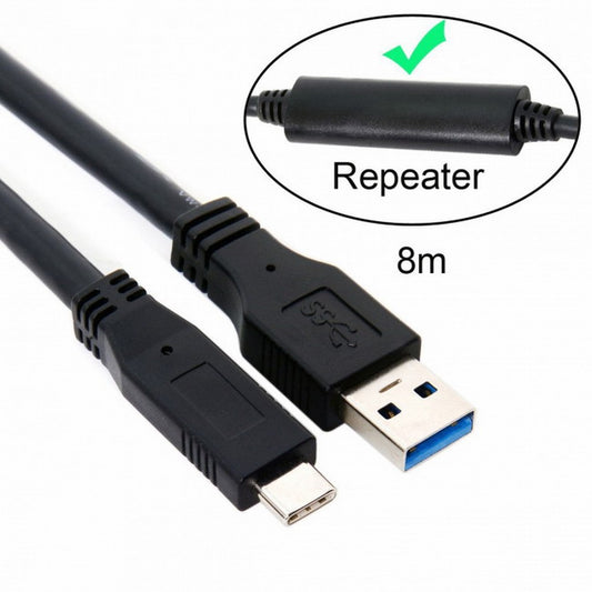 CY 8m USB-C USB 3.1 Type C Male to USB3.0 Type A Male Data GL3523 Repeater Cable for Tablet Phone Hard Disk Drive UC-199-BK-8.0M