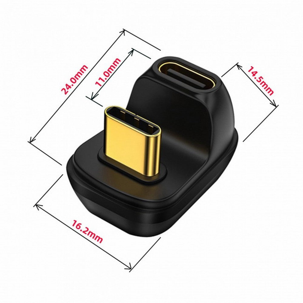 CY 40Gbps USB4 Type C Male to Female Power Data Video Adapter Opposite U Shape Back Angled for NS Switch Phone Laptop UC-009-MF