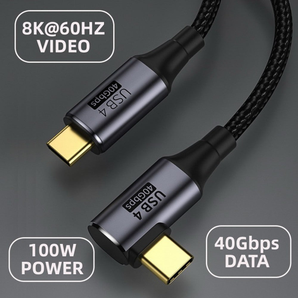 CY Angled USB4 Cable 40Gbps with 100W Charging and 8K@60Hz 5K@60Hz USB4.0 Compatible with Thunderbolt3/4 CC-UC-076-RI