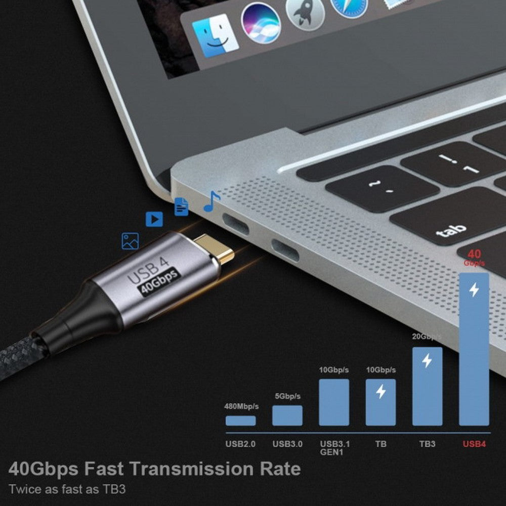 CY Angled USB4 Cable 40Gbps with 100W Charging and 8K@60Hz 5K@60Hz USB4.0 Compatible with Thunderbolt3/4 CC-UC-076-RI