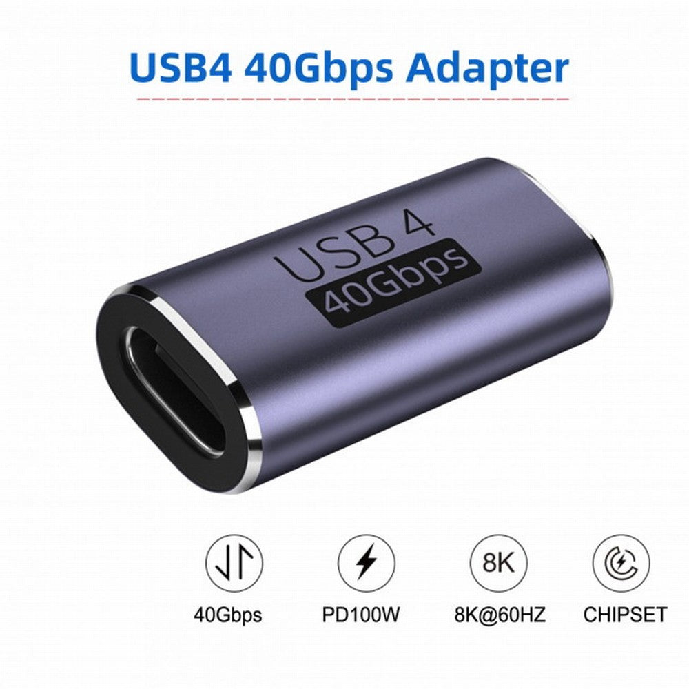 CY 40Gbps USB4 Type C Female to Female 100W Power Data 8K Video Adapter Extender for Laptop Phone UC-026-FF