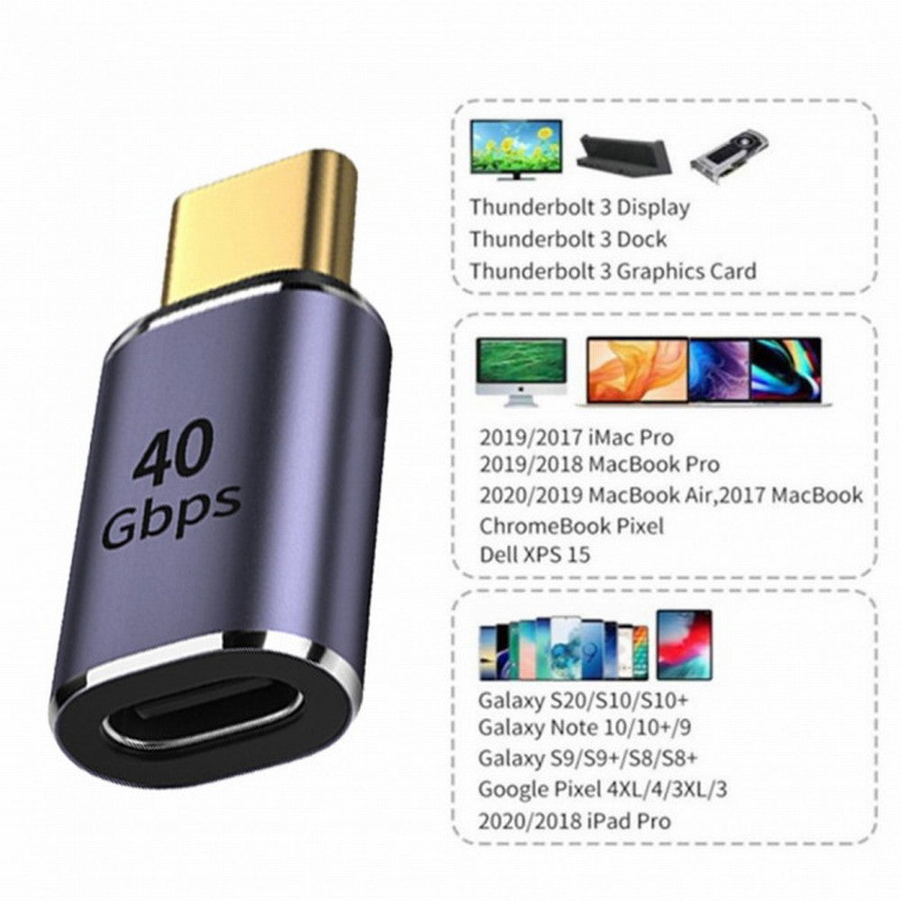 CY 40Gbps USB4 Type C Male to Female Straight Connector 100W Power Data 8K Video Adapter for Laptop Phone UC-026-MF