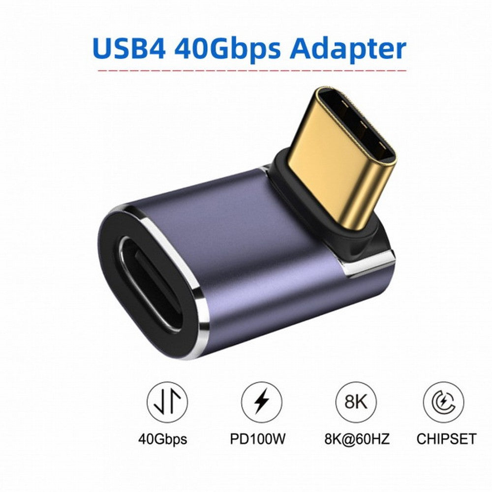 CY 40Gbps USB4 Type C Male to Female 90 Degree Up Down Angled 100W Power Data 8K Video Adapter for Laptop Phone UC-026-UP