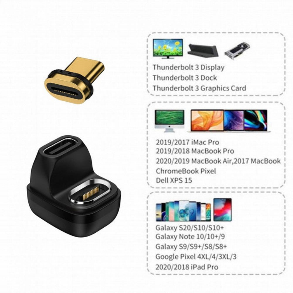 CY Magnetic Connector 40Gbps USB4 Type C Male to Female Opposite U Shape Back Angled 100W Power Data 8K Video Adapter for Laptop Phone UC-028-OS