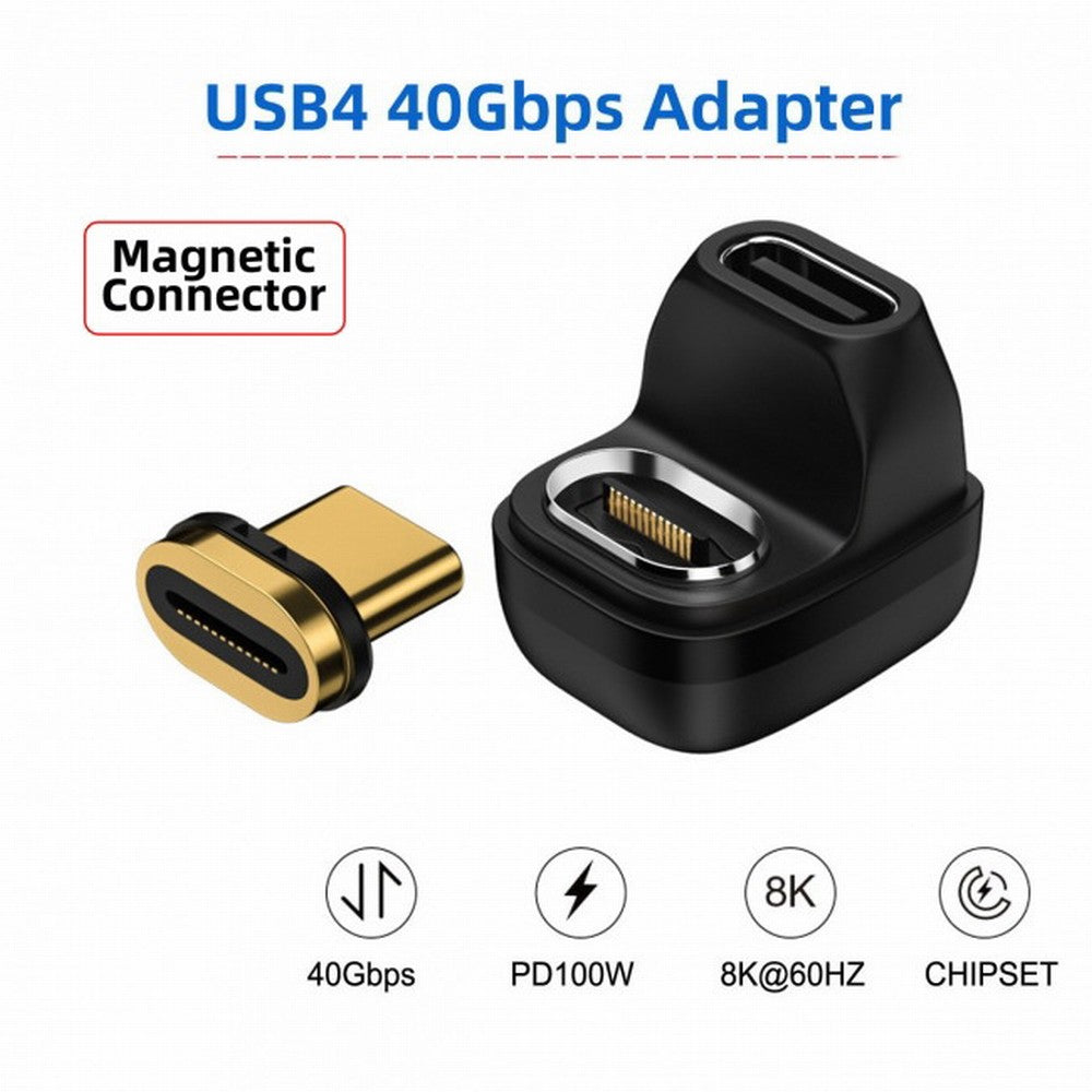 CY Magnetic Connector 40Gbps USB4 Type C Male to Female Opposite U Shape Back Angled 100W Power Data 8K Video Adapter for Laptop Phone UC-028-OS