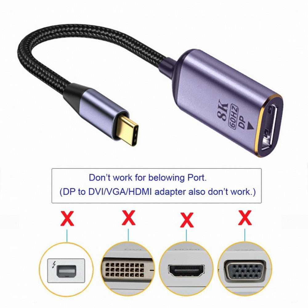 CY USB4 USB-C Type-C Source to Displayport DP Female Cable Display 8K 60HZ UHD 4K Monitor Displays UC-006-D8K