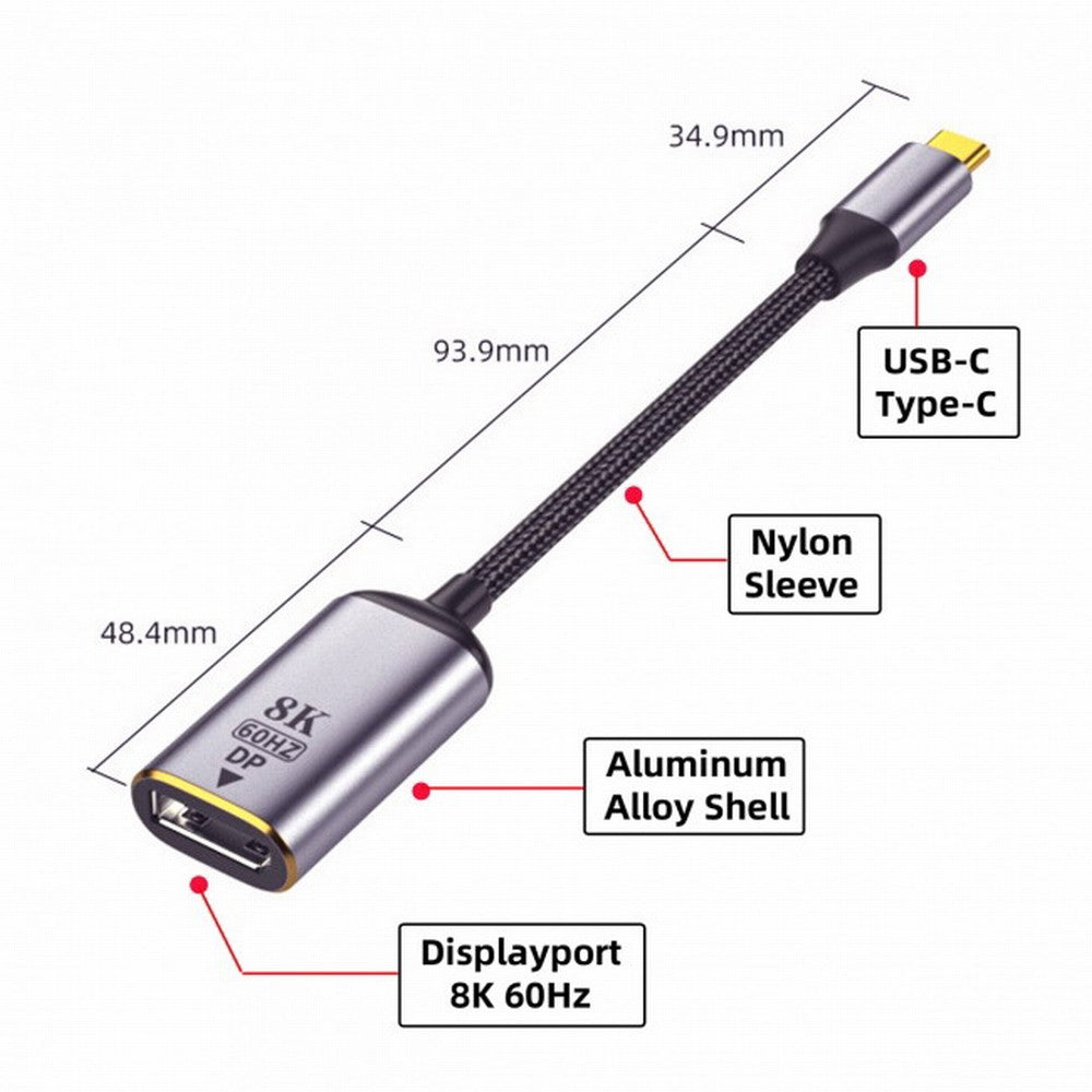 CY USB4 USB-C Type-C Source to Displayport DP Female Cable Display 8K 60HZ UHD 4K Monitor Displays UC-006-D8K