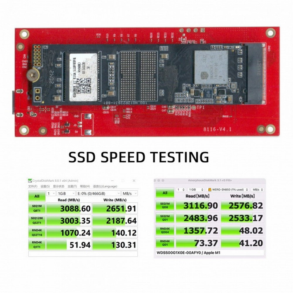 CY Type-C USB4 40Gbps to PCI-E SSD Nvme NGFF M-key Convert Card Cable USB-C 10Gbps JHL7440 JMS583 UC-116-OD