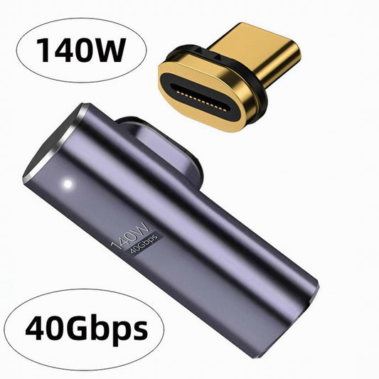 CY Magnetic Connector USB4 140W 40Gbps USB4 Type C Male to Female Low Profile Right Angled Power Data 8K Video Adapter for Laptop Phone UC-062-LP