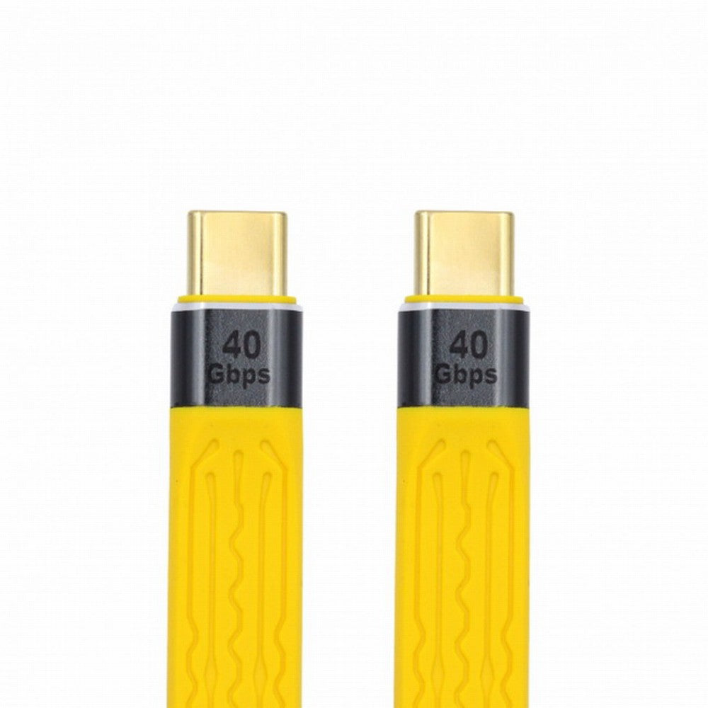 CY Yellow Type-C USB-C Male to Male USB4 40Gbps 100W 8K Flat Slim FPC Data Cable for Laptop Phone 13cm UC-002-0.13Y