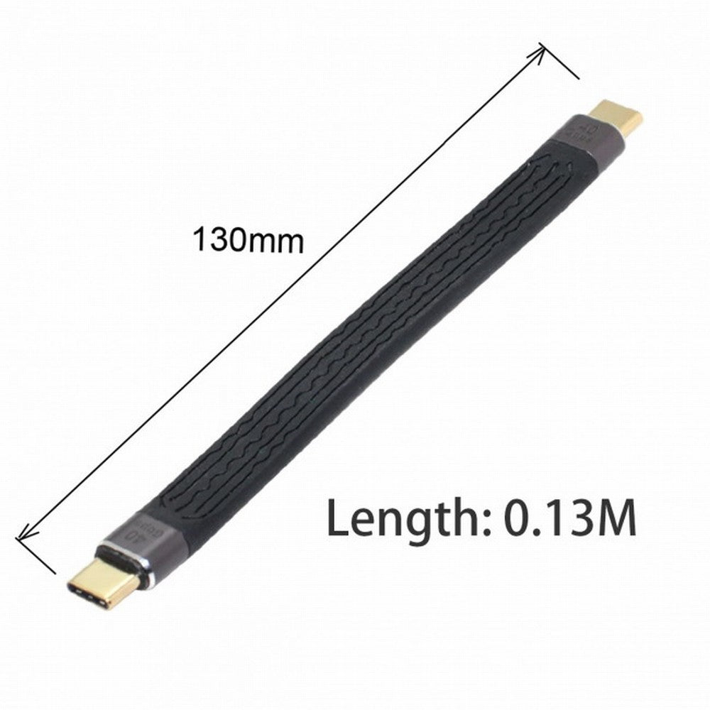 CY Type-C USB-C Male to Male USB4 40Gbps 100W 8K Flat Slim FPC Data Cable 13cm for Laptop Phone UC-002-0.13M