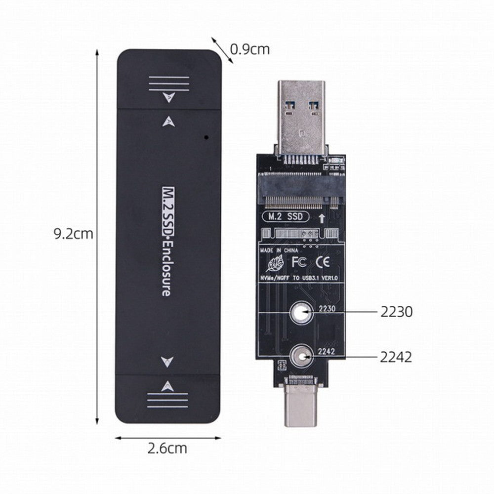 CY Combo Type-C USB3.0 to NVME M-key M.2 NGFF SATA SSD PCBA Case 2230/2242mm Adapter RTL9210B Chipset UC-057-2242MM