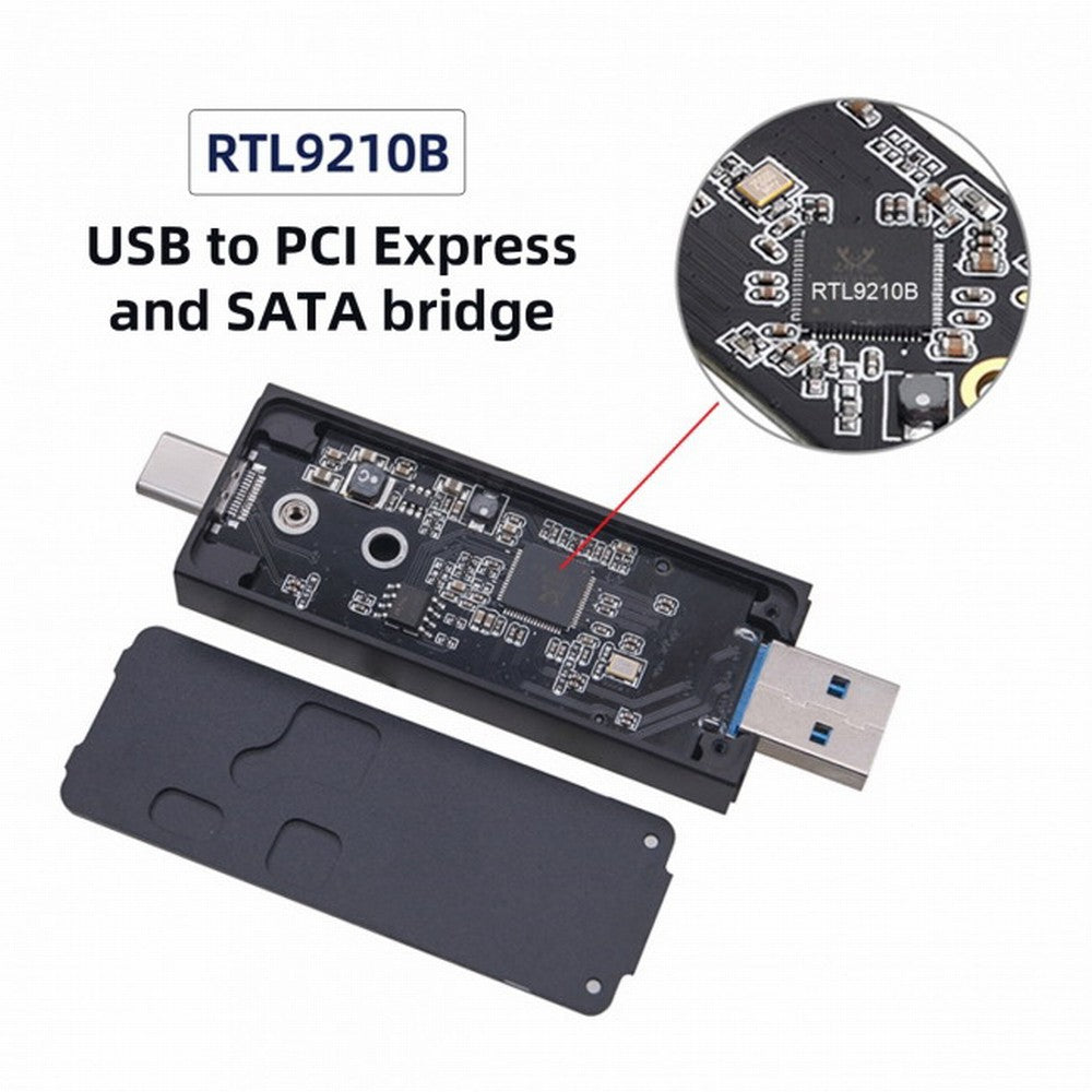 CY Combo Type-C USB3.0 to NVME M-key M.2 NGFF SATA SSD PCBA Case 2230/2242mm Adapter RTL9210B Chipset UC-057-2242MM