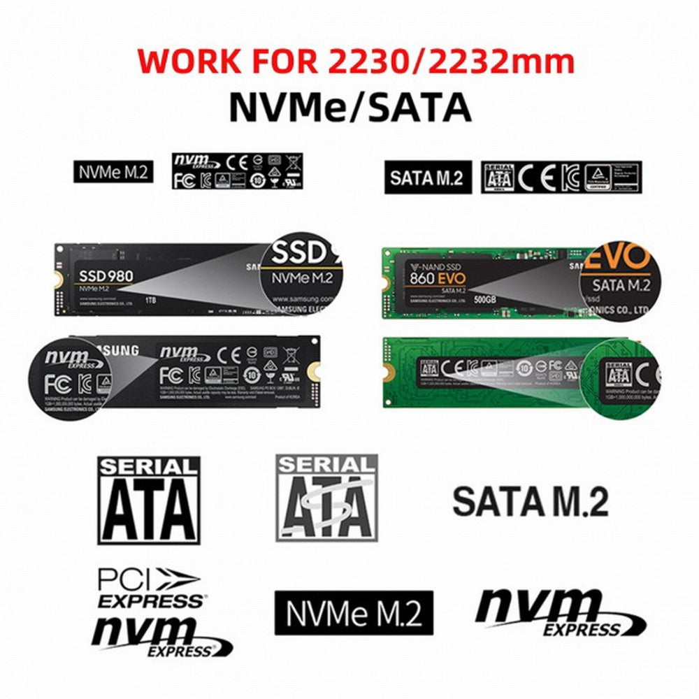 CY Combo Type-C USB3.0 to NVME M-key M.2 NGFF SATA SSD PCBA Case 2230/2242mm Adapter RTL9210B Chipset UC-057-2242MM