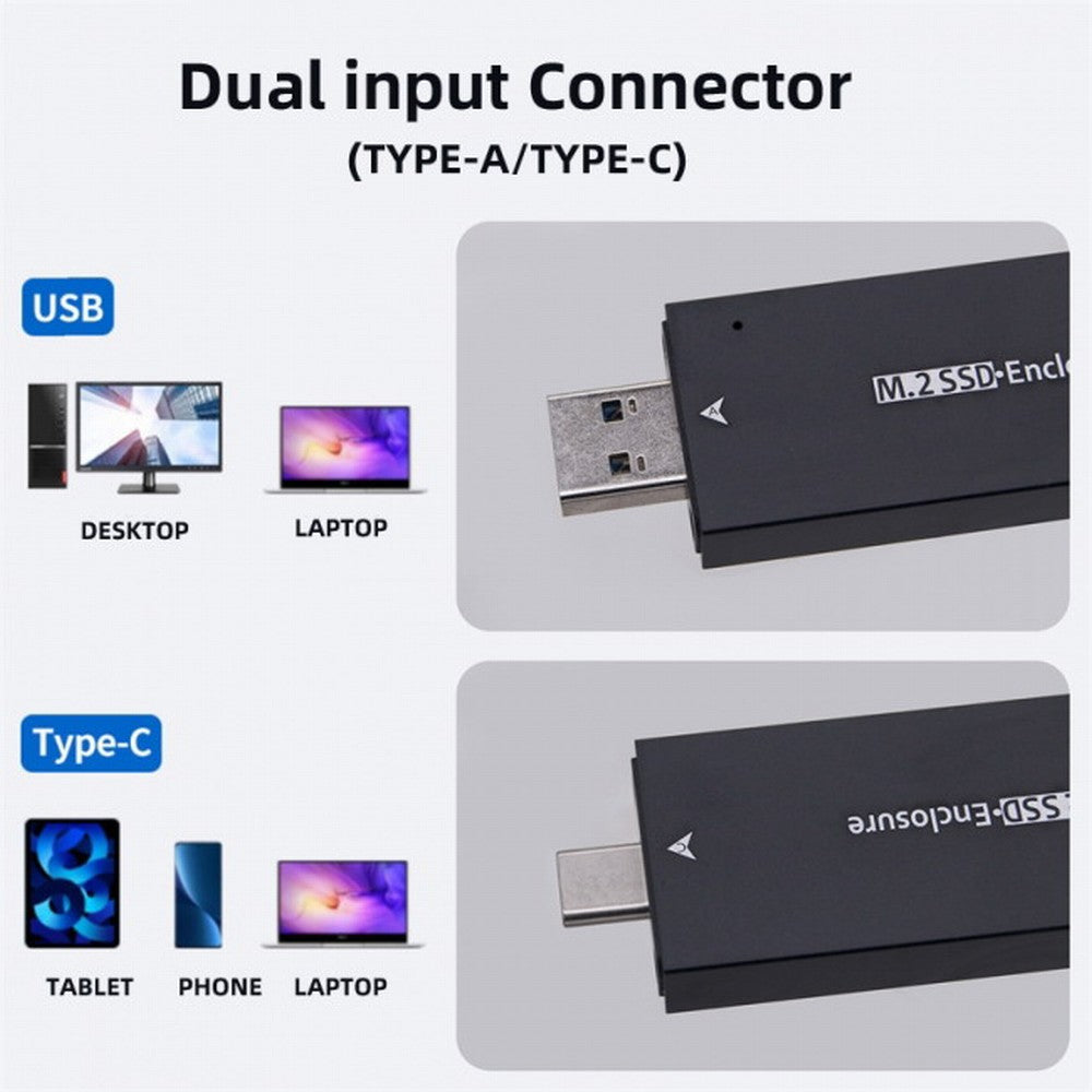 CY Combo Type-C USB3.0 to NVME M-key M.2 NGFF SATA SSD PCBA Case 2230/2242mm Adapter RTL9210B Chipset UC-057-2242MM