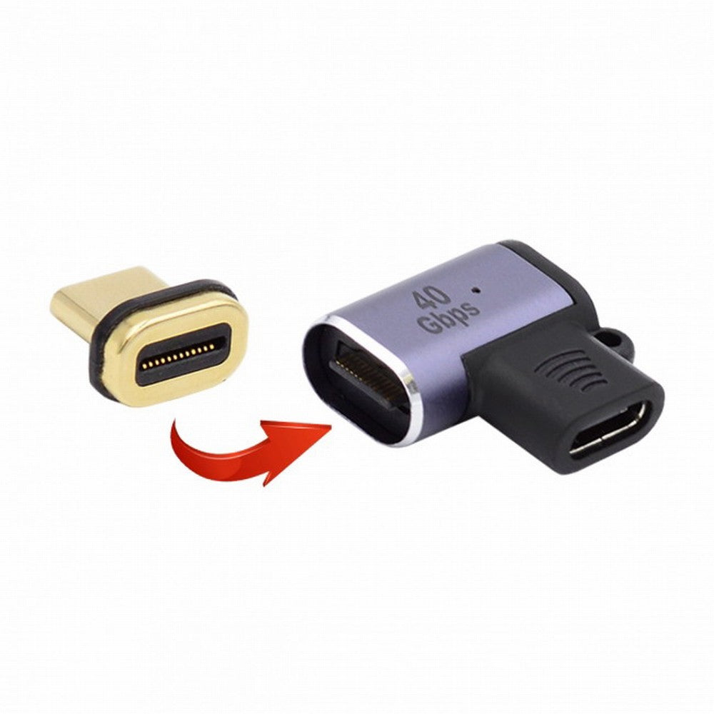 CY Magnetic Connector 40Gbps USB4 Type C Male to Female 90 Degree Left Right Angled Adapter for Laptop Phone 100W Power Data 8K Video UC-028-LE