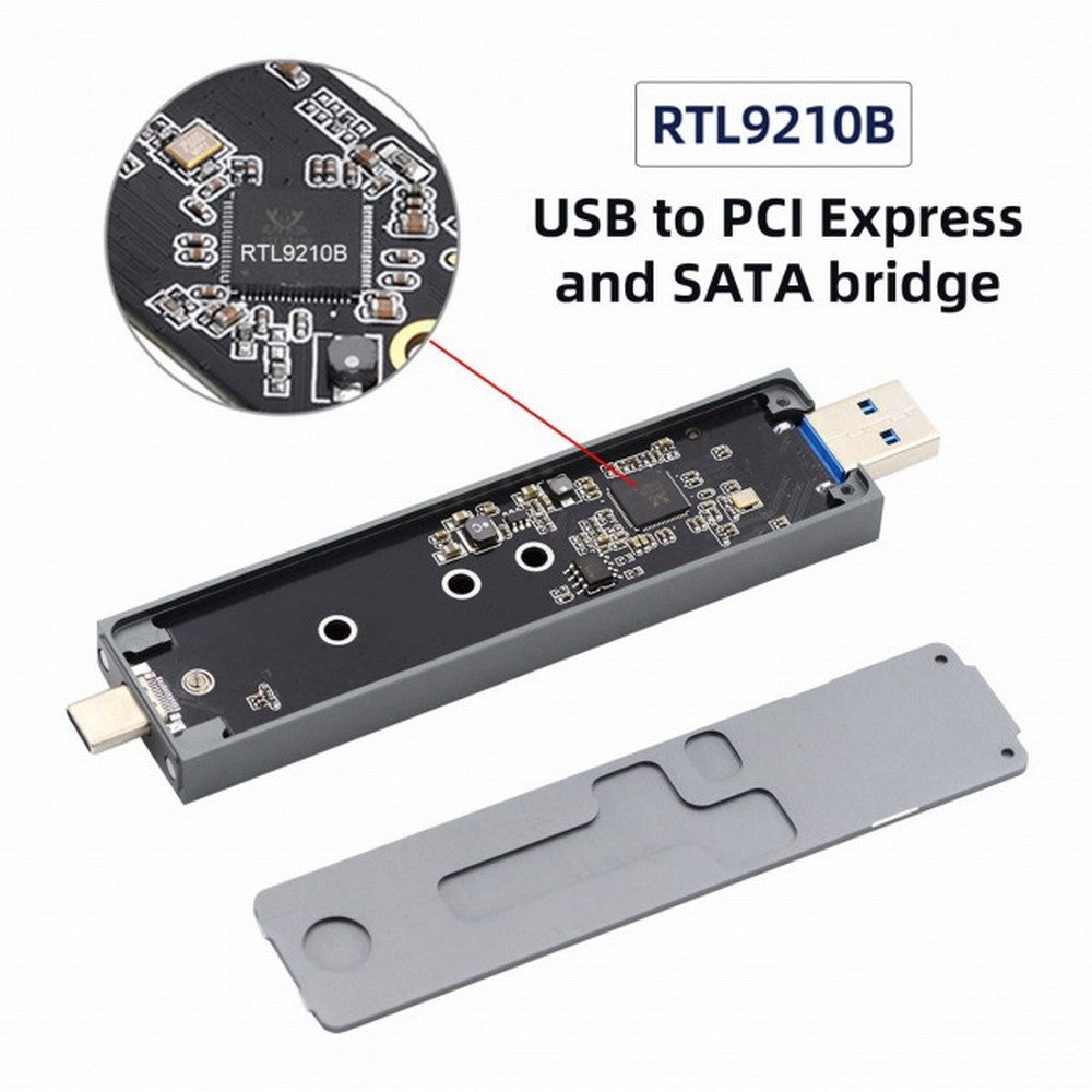 CY Combo Type-C USB3.0 to NVME M-key M.2 NGFF SATA SSD PCBA Case 2280/2242/2230mm Adapter RTL9210B Chipset UC-057-2280MM