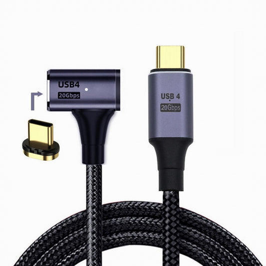 CY Magnetic Connector USB4 Cable 20Gbps Left Right Angled 90 Degree with 100W Charging and 8K@60Hz 5K@60Hz USB4.0 UC-034-RI-2.0M