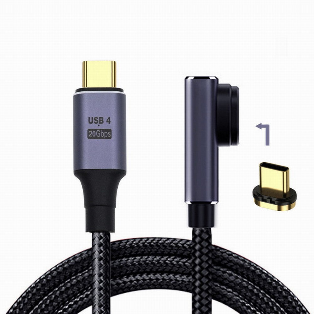 CY Magnetic Connector USB4 Cable 20Gbps Low Profile Angled 90 Degree with 100W Charging and 8K@60Hz 5K@60Hz USB4.0 UC-034-LP-2.0M