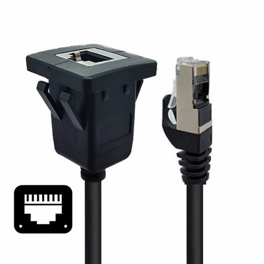 CY Waterproof Dustproof Latch Locking CAT6 RJ45 Male to Female Lan Ethernet Network Extension Cable Car Panel Mount Design UT-016-1.0M