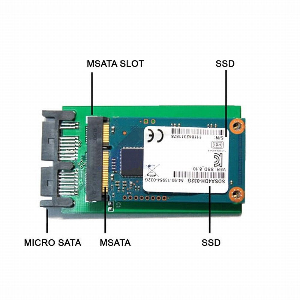 CY Mini PCI-E mSATA SSD to 1.8" Micro SATA 7+9 16pin Adapter Add on Cards PCBA for SSD Hard Disk SA-119