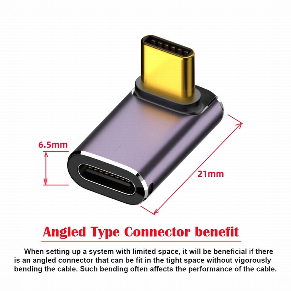 CY USB4 Type C Male to Female 240W Power 40Gbps Data 8K Video Adapter Up Down Angled for NS Phone Laptop UC-025-UP