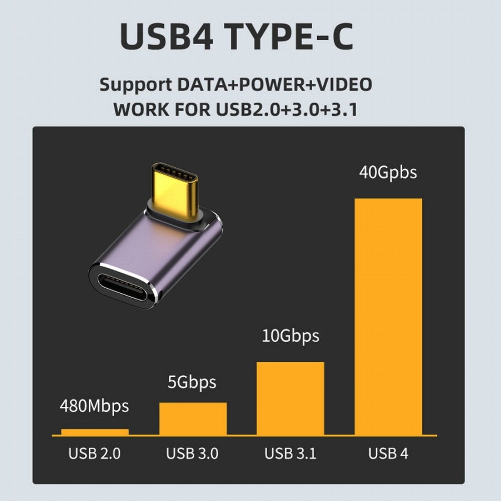 CY USB4 Type C Male to Female 240W Power 40Gbps Data 8K Video Adapter Up Down Angled for NS Phone Laptop UC-025-UP