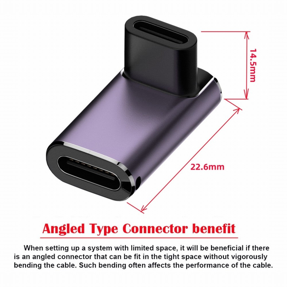 CY USB4 Type C Female to Female 240W Power 40Gbps Data 8K Video Adapter Up Down Angled for NS Phone Laptop UC-025-FE