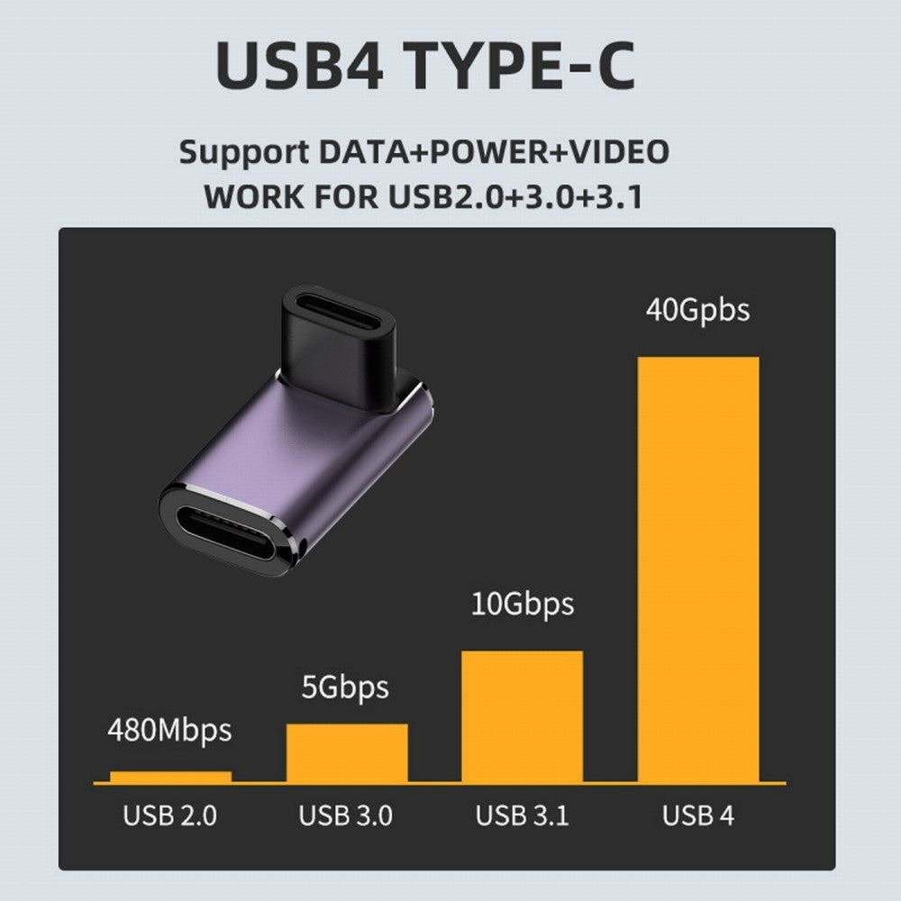 CY USB4 Type C Female to Female 240W Power 40Gbps Data 8K Video Adapter Up Down Angled for NS Phone Laptop UC-025-FE