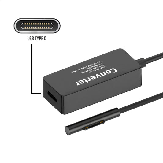 CY Type-C USB-C Female 65W DC 15V to Surface Pro3 Pro4 Pro5 Pro6 Pro7 Pro8 Pro9 Book Pro Charge Cable PW-016-TYPECF