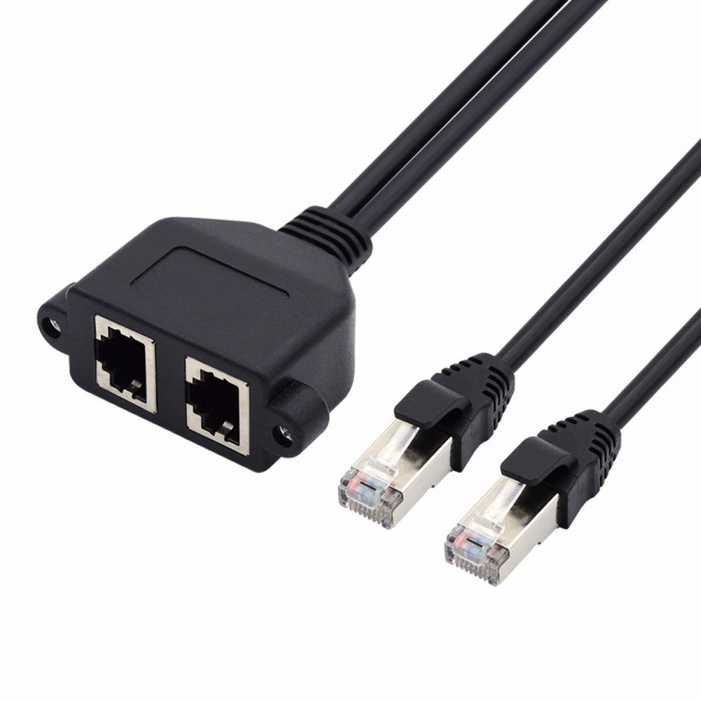 CY Dual Ports UTP Cat6 Male to Female Lan Ethernet Network Extension Cable 8P8C FTP STP with Panel Mount Holes UT-018