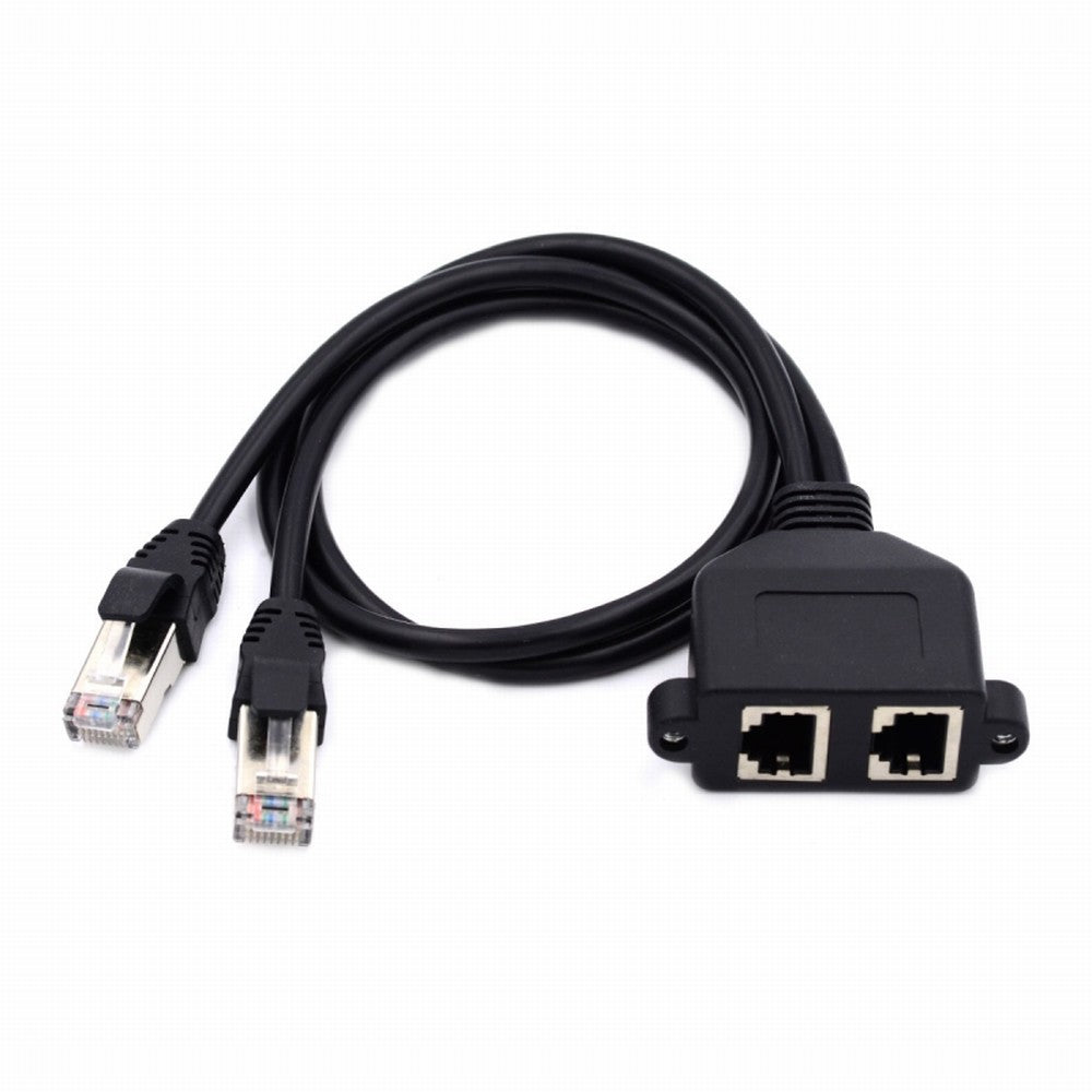 CY Dual Ports UTP Cat6 Male to Female Lan Ethernet Network Extension Cable 8P8C FTP STP with Panel Mount Holes UT-018