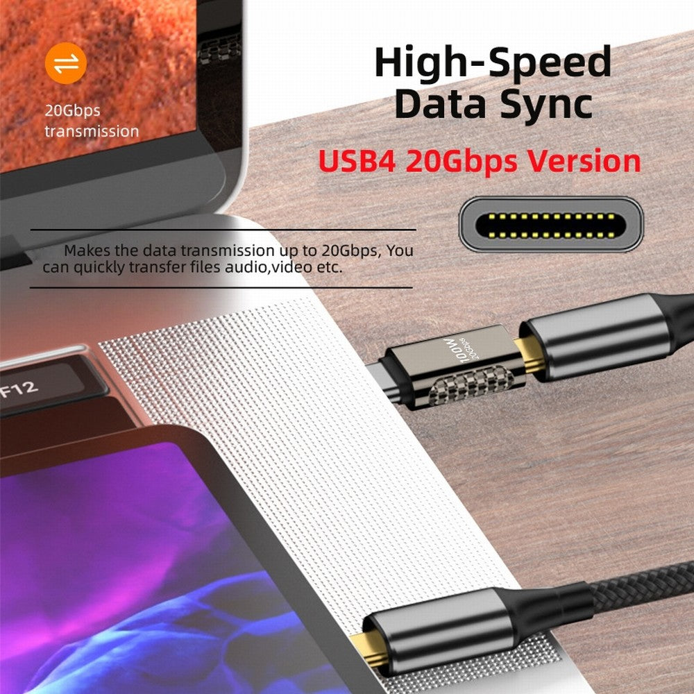 CY 20Gbps USB4 Type C Male to Female Straight Connector 100W Power Data 8K Video Adapter for Laptop Phone UC-124-MF