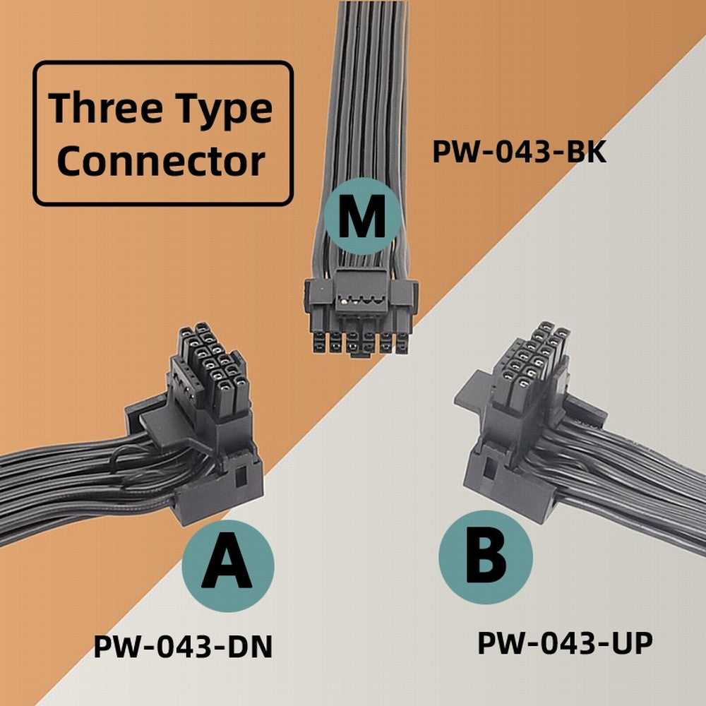 CY 12VHPWR ATX3.0 PCI-E 5.0 Power Modular Cable Male to Female Up Angled 90 Degree Extension for 3080 3090TI PSU 16Pin 12+4P Graphics Card PW-043-UP