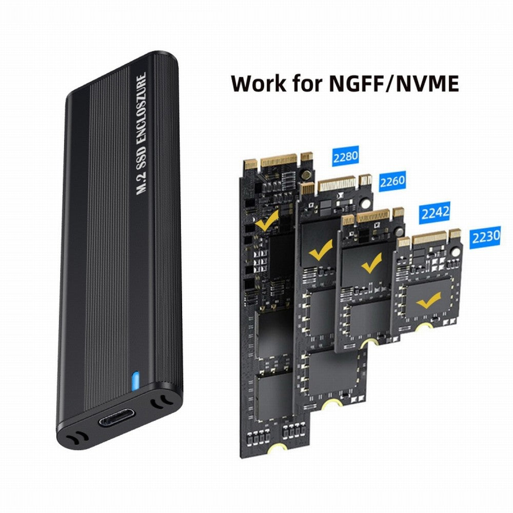 CY USB 3.0 USB-C Type-C to NVME M-key M.2 NGFF SATA SSD External PCBA Case Enclosure RTL9210B Chipset UC-145