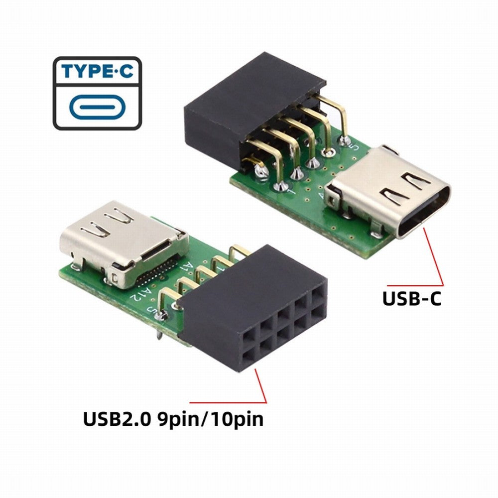 CY Single Port USB 3.1 Type C USB-C Female to USB 2.0 Motherboard 9pin 10pin Header Adapter PCBA 480Mbps UC-141-TC001