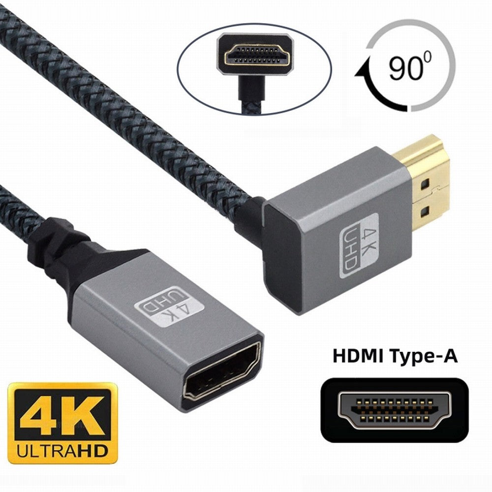 CY Up Angled 90 Degree HDMI 1.4 Type A Male to A Female Extension Cable Support HDTV 4K 60hz 3D HD-061-UP