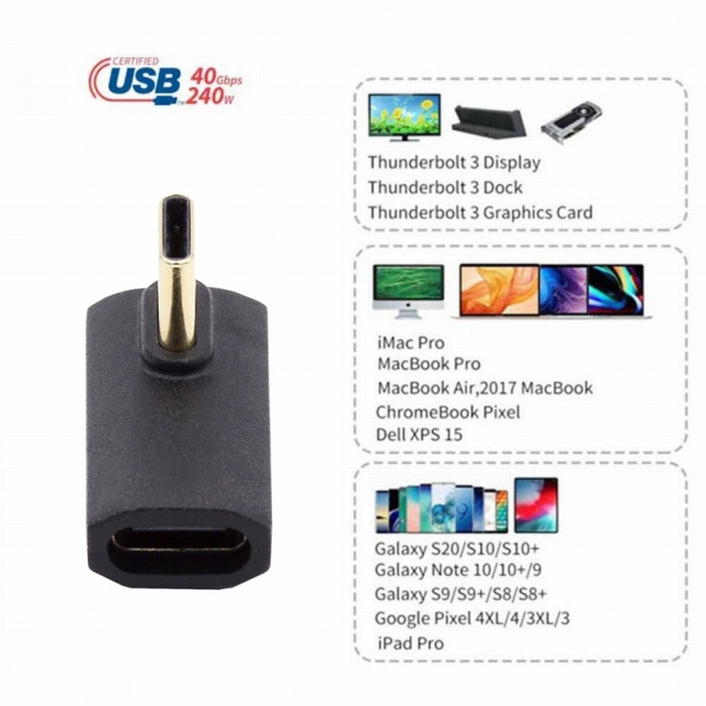 CY USB4 Type C Male to Female Extension 240W Power 40Gbps Data 8K Video Adapter Low Profile Left Right Angled for NS Phone Laptop UC-103-LP