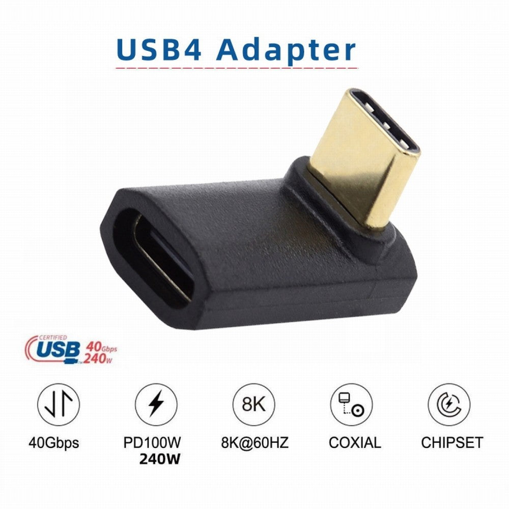 CY USB4 Type C Male to Female Extension 240W Power 40Gbps Data 8K Video Adapter Up Down Angled for NS Phone Laptop UC-103-UP