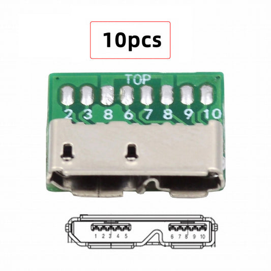 CY 10pcs Micro USB 3.0 10pin Female Socket Receptacle Board Mount SMT Type with PCB for USB Disk DIY OEM CN-007