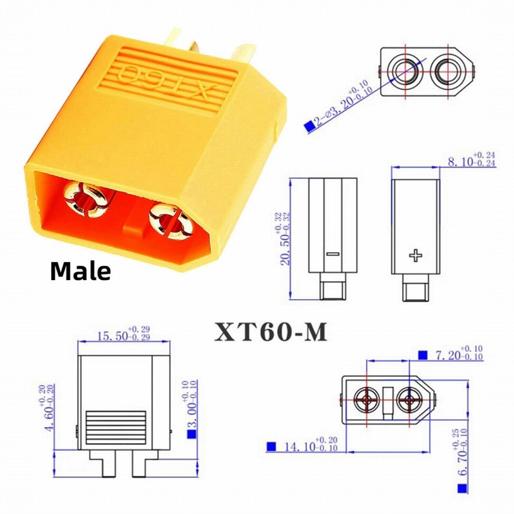 CY XT60 Male to Female 12AWG Extension Cable Connector for RC Battery Portable Power Station Solar Panel PW-052-MF