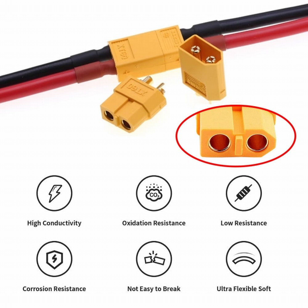 CY XT60 Female to Female 12AWG Extension Cable Connector for RC Battery Portable Power Station Solar Panel PW-052-FF