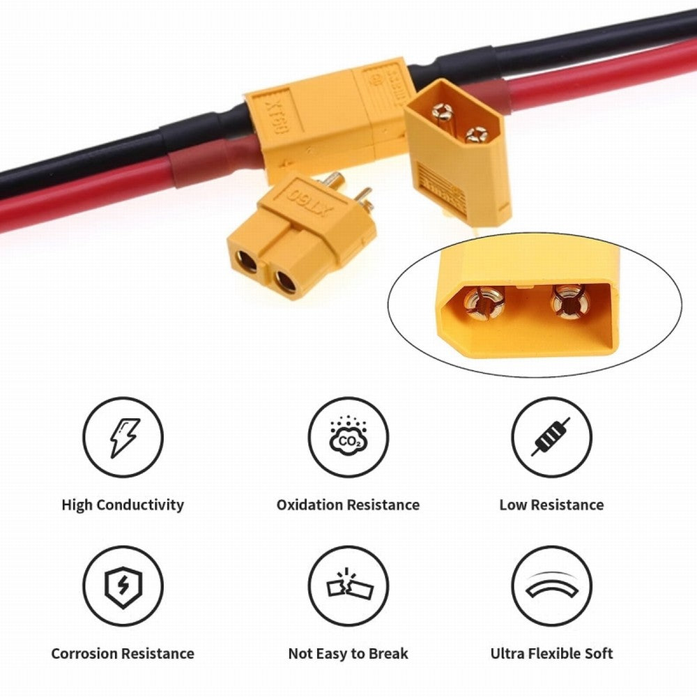 CY XT60 Male to Male 12AWG Extension Cable Connector for RC Battery Portable Power Station Solar Panel PW-052-MM