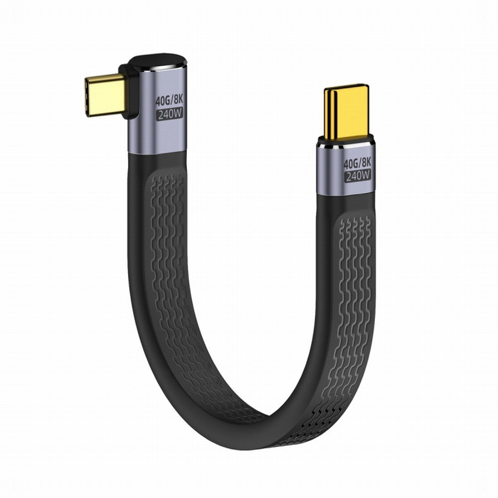 CY Right Angled 240W Type-C USB-C Male to Male USB4 40Gbps 100W 8K Flat Slim FPC Data Cable for Laptop Phone 13cm UC-002-0.13R