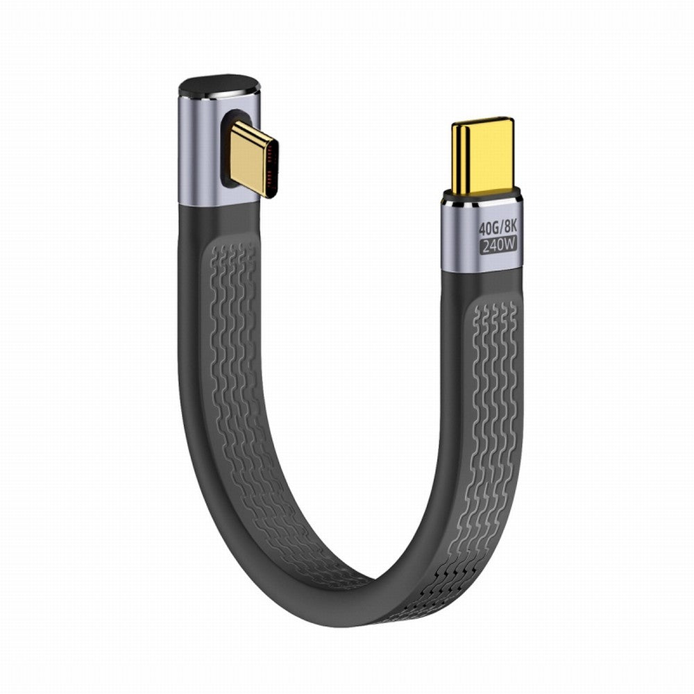 CY Low Profile Angled 240W Type-C USB-C Male to Male USB4 40Gbps 100W 8K Flat Slim FPC Data Cable for Laptop Phone 13cm UC-002-0.13L