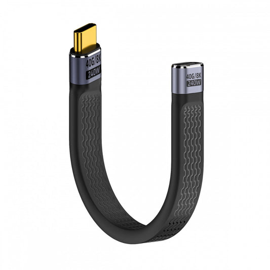 CY USB4 Extension Cable 13cm Slim Flat Male to Female 40Gbps with 240W Power and 8K@60Hz Video UC-040-0.13W