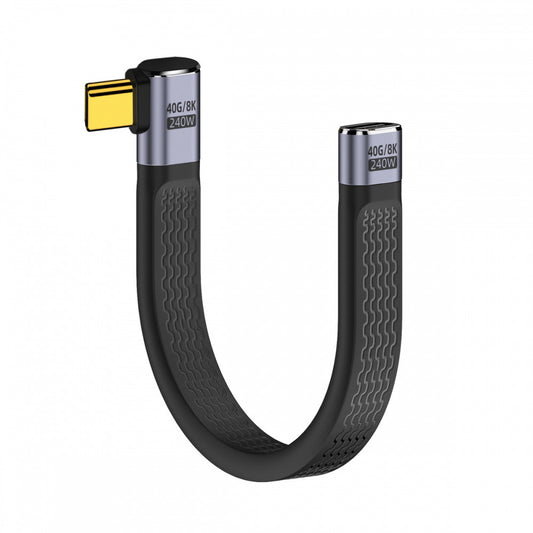 CY Right Angled USB4 Extension Cable 13cm Slim Flat Male to Female 40Gbps with 240W Power and 8K@60Hz Video UC-040-0.13R